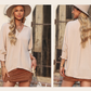 🔥2025 New Type - 50% OFF🌺V-Neck Casual 3/4 Sleeve Loose Shirt