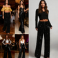 💖HOT SALE 50% OFF🥰Women's Sequin Sparkle Wide Leg Pants with Elastic Waistband2