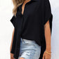 🔥Hot Sale 50% Off💥Buy 2 Get 5% Off🎁Women's Casual Button Short Sleeve Slit Hem Shirt Solid Color Tops