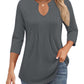 🌷Summer Hot Sale 50% Off💕2025 Womens Casual 3/4 Sleeve Pleated Tunic Blouse Top(🎉Buy 2 get 10% off & Free shipping)