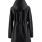 🔥LAST DAY SALE 50% OFF🧥💦Women's Solid Color Drawstring Zip Up Hooded Trench Coat Raincoat🍃 6
