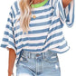 🎉Limited Sale 50% OFF🔥Buy 2 get 5% off 🎉Women's Round Neck Striped Short Sleeve Casual Top