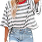🎉Limited Sale 50% OFF🔥Buy 2 get 5% off 🎉Women's Round Neck Striped Short Sleeve Casual Top