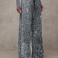 💖HOT SALE 50% OFF🥰Women's Sequin Sparkle Wide Leg Pants with Elastic Waistband2