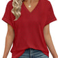 💖Buy 2 get 5% off🌷Summer Hot Sale 50% Off💕2025 Women's V Neck Eyelet Dressy Casual Basic Short Sleeve Tees