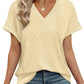 💖Buy 2 get 5% off🌷Summer Hot Sale 50% Off💕2025 Women's V Neck Eyelet Dressy Casual Basic Short Sleeve Tees