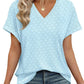 💖Buy 2 get 5% off🌷Summer Hot Sale 50% Off💕2025 Women's V Neck Eyelet Dressy Casual Basic Short Sleeve Tees