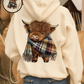 🌟CHRISTMAS SALE 50% OFF!!🎁Cute Highland Cow Cozy Fleece-Lined Hooded Sweatshirt🦬
