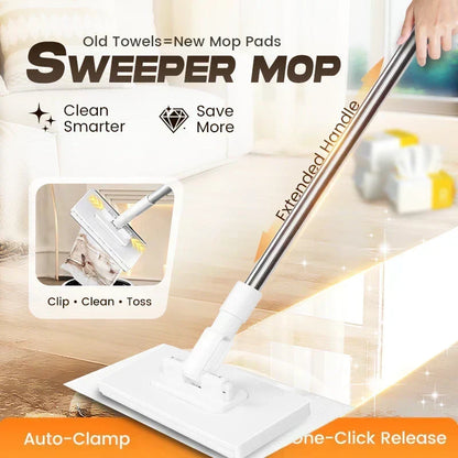 ⏳LAST DAY SALE ONLY ￡8.99!!🔥Extendable Telescopic Disposable Flat Clip Mop, 360° Swivel Lightweight Floor Mop -✨Multi-purpose Cleaner for Hardwood, Tile, Kitchen & Bathroom 2