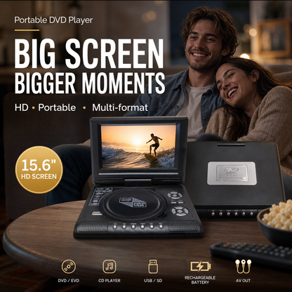 🎁Best Gift for Your Family: 70% OFF!🎉—📺 7.8" HD Portable DVD/EVD Player – Large Screen, Rechargeable & Compatible with DVD/CD/USB/SD
