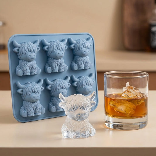 🎁💥LAST DAY SPECIAL PRICE!🐮 Mini Highland Cow Ice Cube Mold – Cute 3D Ice for Drinks, Parties & Gifts