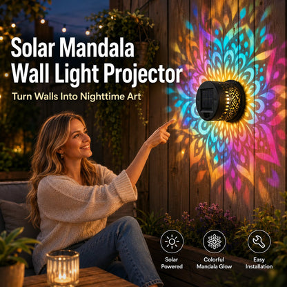 🔥This Week's Special Price ￡11.99 !!!🌞💡Solar Mandala Wall Light Outdoor Garden Fence Projector Lamp Patio Ambient Decor✨