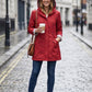 🔥LAST DAY SALE 50% OFF🧥💦Women's Solid Color Drawstring Zip Up Hooded Trench Coat Raincoat🍃 6