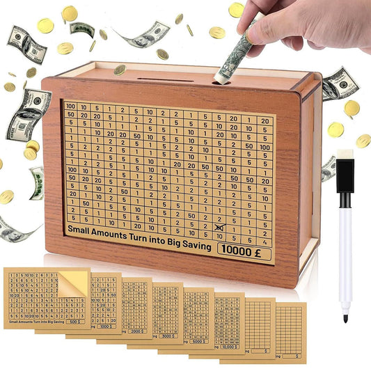 🎁Last Day Sale 70% OFF!!💸✨Wooden Lottery Ticket Game Board & Money Box with Counter 2