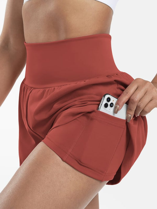 🔥 Limited time 50% OFF💥Buy 2 get 5% off🎉Nylon high-rise yoga shorts 🎽 with side pockets 2-in-1