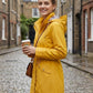 🔥LAST DAY SALE 50% OFF🧥💦Women's Solid Color Drawstring Zip Up Hooded Trench Coat Raincoat🍃 6