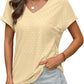 💖Buy 2 get 5% off🌷Summer Hot Sale 50% Off💕2025 Women's V Neck Eyelet Dressy Casual Basic Short Sleeve Tees