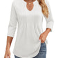 🌷Summer Hot Sale 50% Off💕2025 Womens Casual 3/4 Sleeve Pleated Tunic Blouse Top(🎉Buy 2 get 10% off & Free shipping)