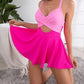 ⏳Last Day Special Sale 49% OFF🩱Women's Cutout One Piece Skirt Swimsuit V Neck Wrap Tie Back Swimdress