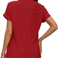 💖Buy 2 get 5% off🌷Summer Hot Sale 50% Off💕2025 Women's V Neck Eyelet Dressy Casual Basic Short Sleeve Tees