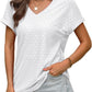 💖Buy 2 get 5% off🌷Summer Hot Sale 50% Off💕2025 Women's V Neck Eyelet Dressy Casual Basic Short Sleeve Tees