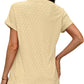💖Buy 2 get 5% off🌷Summer Hot Sale 50% Off💕2025 Women's V Neck Eyelet Dressy Casual Basic Short Sleeve Tees