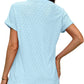 💖Buy 2 get 5% off🌷Summer Hot Sale 50% Off💕2025 Women's V Neck Eyelet Dressy Casual Basic Short Sleeve Tees