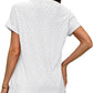💖Buy 2 get 5% off🌷Summer Hot Sale 50% Off💕2025 Women's V Neck Eyelet Dressy Casual Basic Short Sleeve Tees