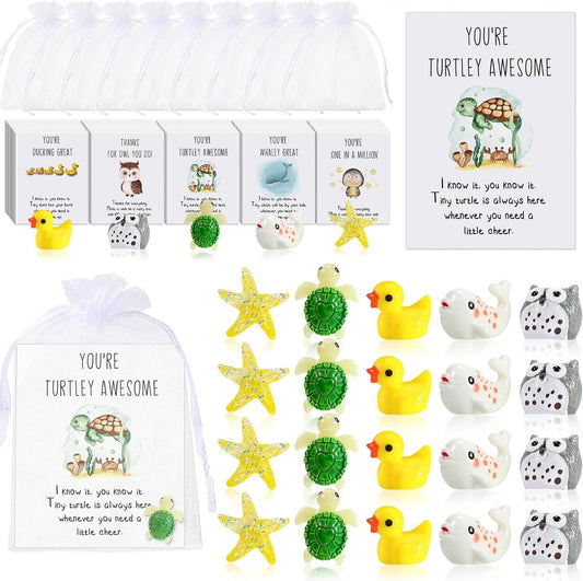 🎁🔥Last day sale 50% OFF🔥 25 Sets Employee Appreciation Gifts – Funny Resin Animals with Thank You Cards (75 Pieces)