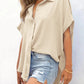 🔥Hot Sale 50% Off💥Buy 2 Get 5% Off🎁Women's Casual Button Short Sleeve Slit Hem Shirt Solid Color Tops