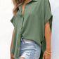 🔥Hot Sale 50% Off💥Buy 2 Get 5% Off🎁Women's Casual Button Short Sleeve Slit Hem Shirt Solid Color Tops