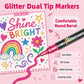 🔥 50% OFF ✨ Glitter Dual-Tip Brush Markers – 24–96 Colours for Sparkling Art & Lettering