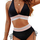 🔥Last Day Special Price £11.99!!💥🎉Buy 2 get extra 5% off-👙High Waisted Tummy Control Color Block Bikini Sets