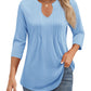 🌷Summer Hot Sale 50% Off💕2025 Womens Casual 3/4 Sleeve Pleated Tunic Blouse Top(🎉Buy 2 get 10% off & Free shipping)