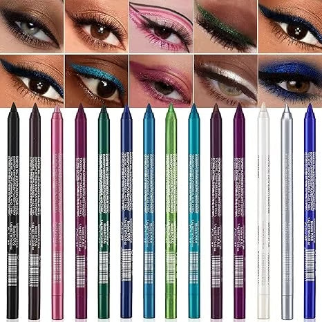 🎁New Year Special Sale - 50% OFF💜50K+ SOLD!✨14-Pack Eyeliner Pencil Waterproof Colored Gel Liners with Metallic & Shimmer Finishes Smudge-Proof✨