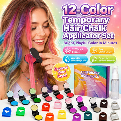 ⏳LAST DAY SALE 70% OFF!!🌈12-Color Temporary Hair Chalk Applicator Set🌈 |✅No Bleach, No Stain | 2