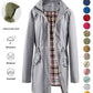 🔥LAST DAY SALE 50% OFF🧥💦Women's Solid Color Drawstring Zip Up Hooded Trench Coat Raincoat🍃 6