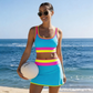🎁New Arrival 50% OFF💥Color Block Patchwork Nylon Sporty 3-Piece Bikini Set - High Waisted & Tummy Control Swimsuit👙🌈