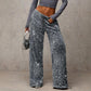 💖HOT SALE 50% OFF🥰Women's Sequin Sparkle Wide Leg Pants with Elastic Waistband2