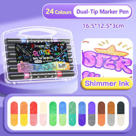 🎅Christmas Gift Idea 50% Off✨🌈Dual-Tip Glitter Marker Pen