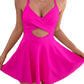 ⏳Last Day Special Sale 49% OFF🩱Women's Cutout One Piece Skirt Swimsuit V Neck Wrap Tie Back Swimdress