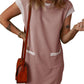 😍LAST DAY SALE 50% OFF💥2025 New Women's Casual Cap Sleeve Color Block Shift Tshirt Dress With Pockets(buy 2 free shipping)