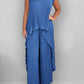 💕New Arrival Hot Sale 50% OFF👗Women's Round Neck Splicing Pleated Irregular Casual Suit