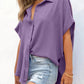 🔥Hot Sale 50% Off💥Buy 2 Get 5% Off🎁Women's Casual Button Short Sleeve Slit Hem Shirt Solid Color Tops