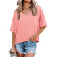 🏖️Summer Cool Deal: ONLY ￡12.99!💃Women's Half Sleeve V-Neck Top with Patchwork Hem