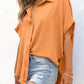 🔥Hot Sale 50% Off💥Buy 2 Get 5% Off🎁Women's Casual Button Short Sleeve Slit Hem Shirt Solid Color Tops
