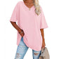 🌷2026 Summer Sale 50% OFF☀️Tankaneo Women's Plus Size V Neck T Shirts Summer Half Sleeve Tees Casual Loose Fit Cotton Tunic Top