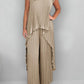 💕New Arrival Hot Sale 50% OFF👗Women's Round Neck Splicing Pleated Irregular Casual Suit