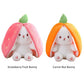 ⏳LAST DAY SALE: ￡7.99!!  🍓Strawberry Bunny Transformed into Little Rabbit🎀 Fruit Doll Plush Toy🐰