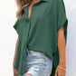 🔥Hot Sale 50% Off💥Buy 2 Get 5% Off🎁Women's Casual Button Short Sleeve Slit Hem Shirt Solid Color Tops